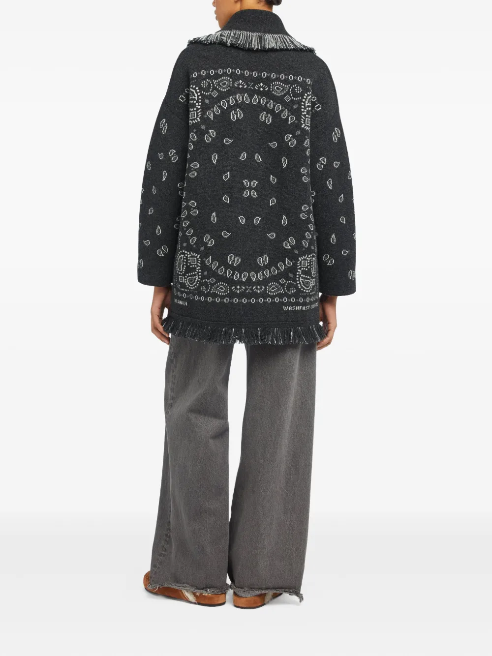 Alanui Vest met jacquard en franje Grijs