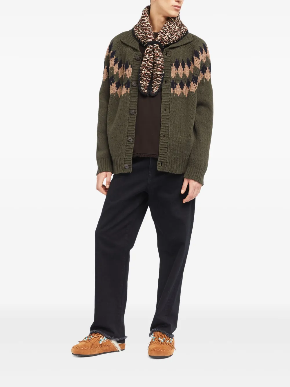 Alanui Fairisle wollen vest met patroon Groen