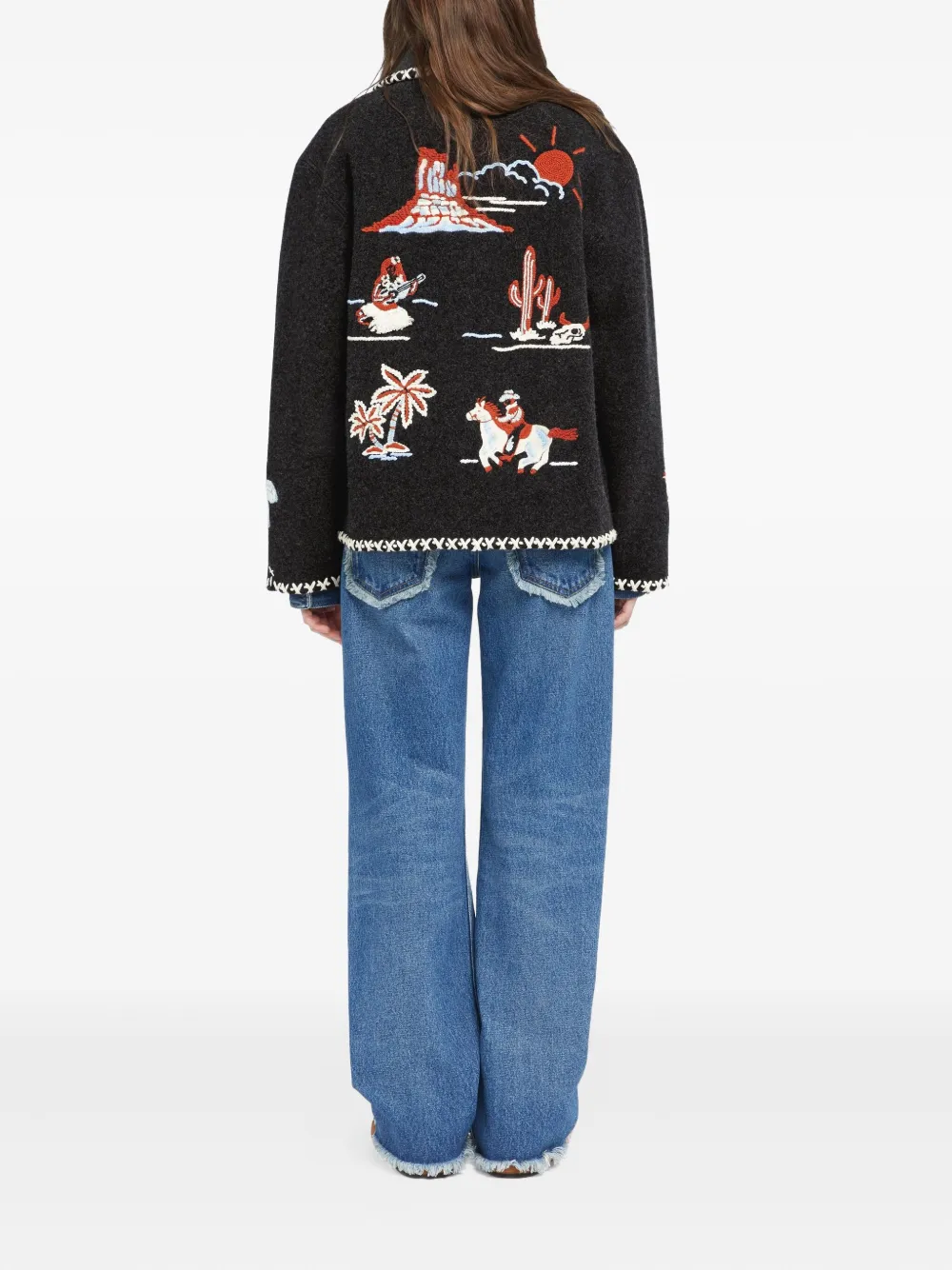 Alanui Remember Me Embroidered Palm-tree Jacket In Black