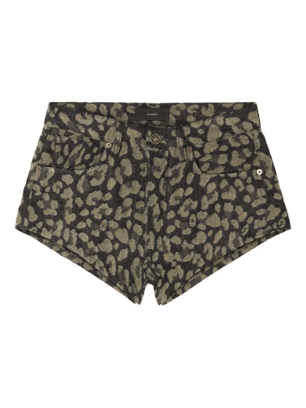 Alanui Seattle Jungle leopard-print denim shorts 0717-Ardesia-Dark Dust