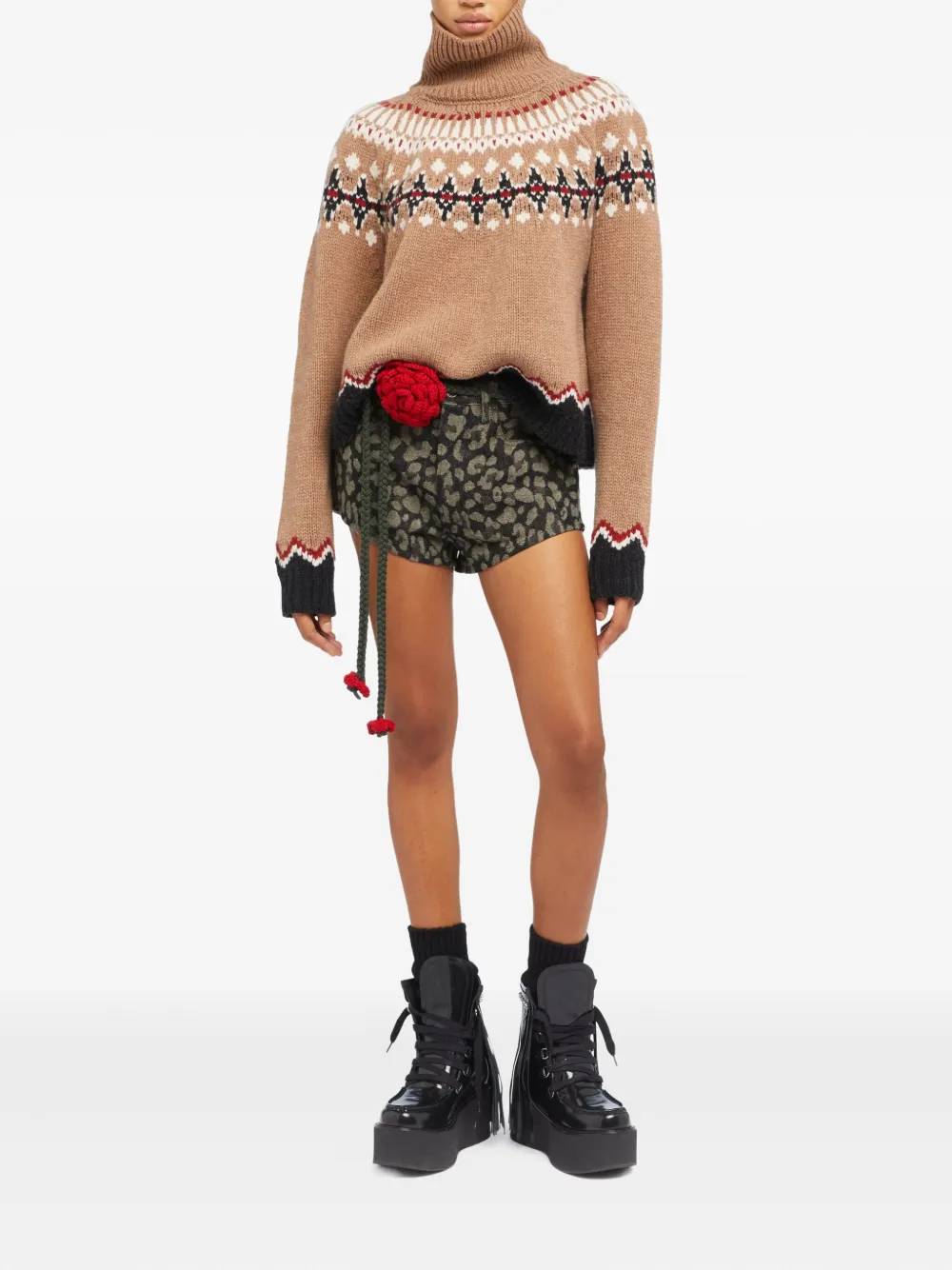 Alanui Seattle Jungle leopard-print denim shorts 0717-Ardesia-Dark Dust