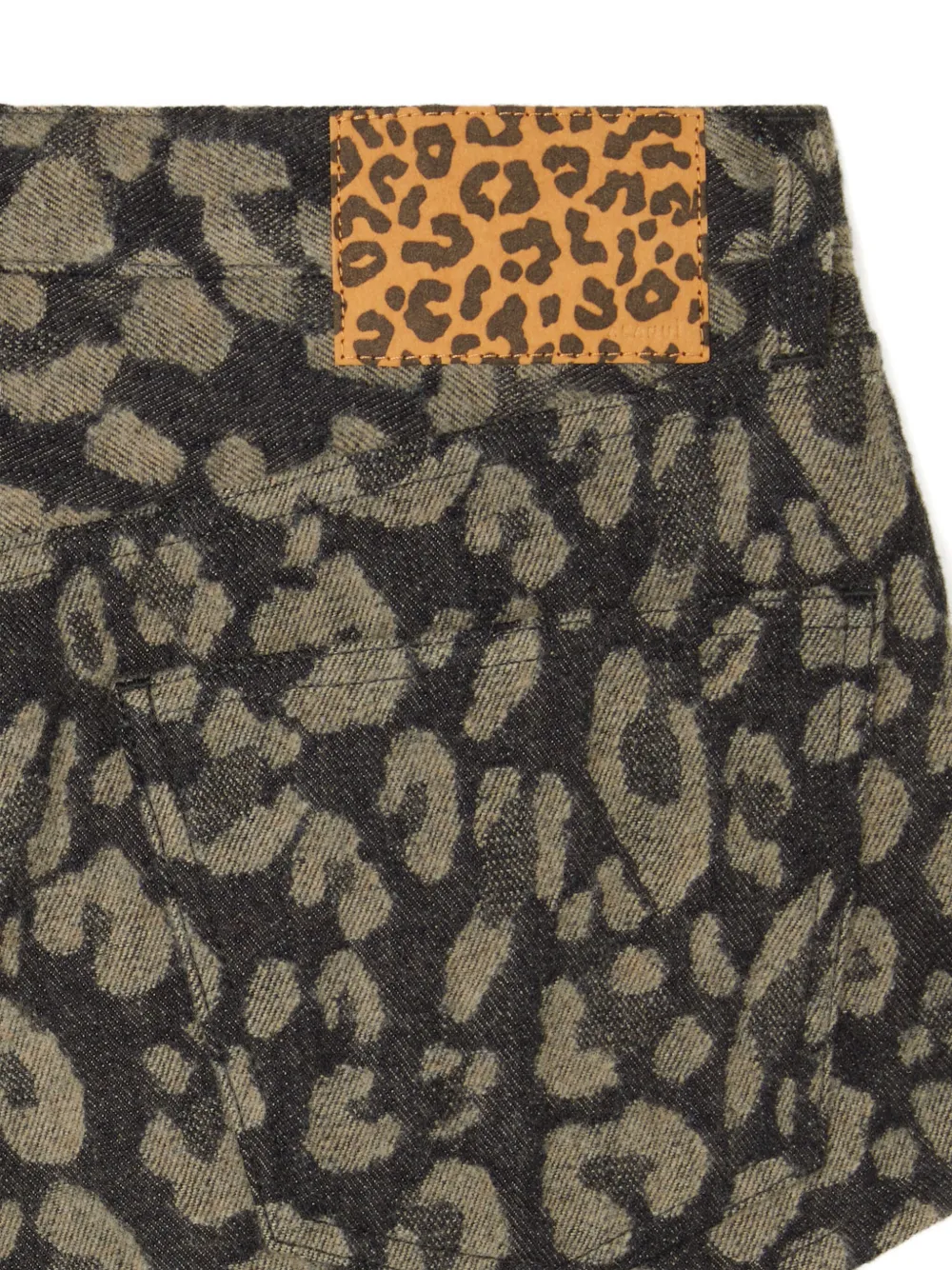 Alanui Seattle Jungle leopard-print denim shorts 0717-Ardesia-Dark Dust