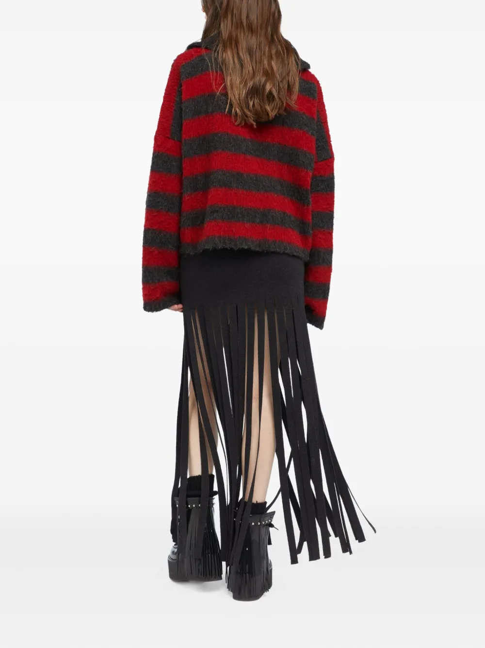 Alanui Grunge Striped Sweater In Red