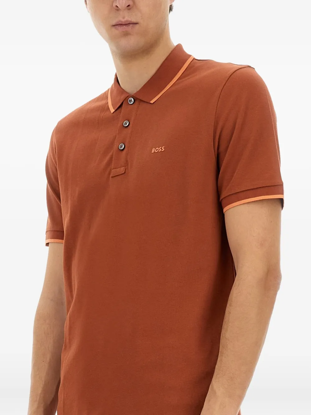 Hugo Boss Buttoned Polo Shirt In Brown