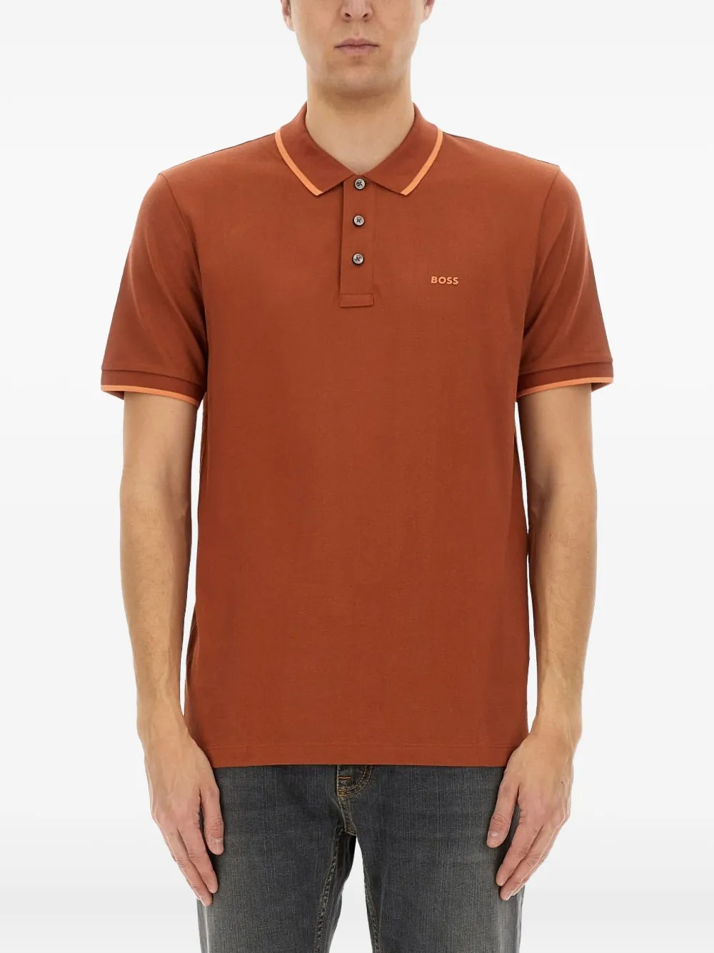 Hugo Boss Buttoned Polo Shirt In Brown