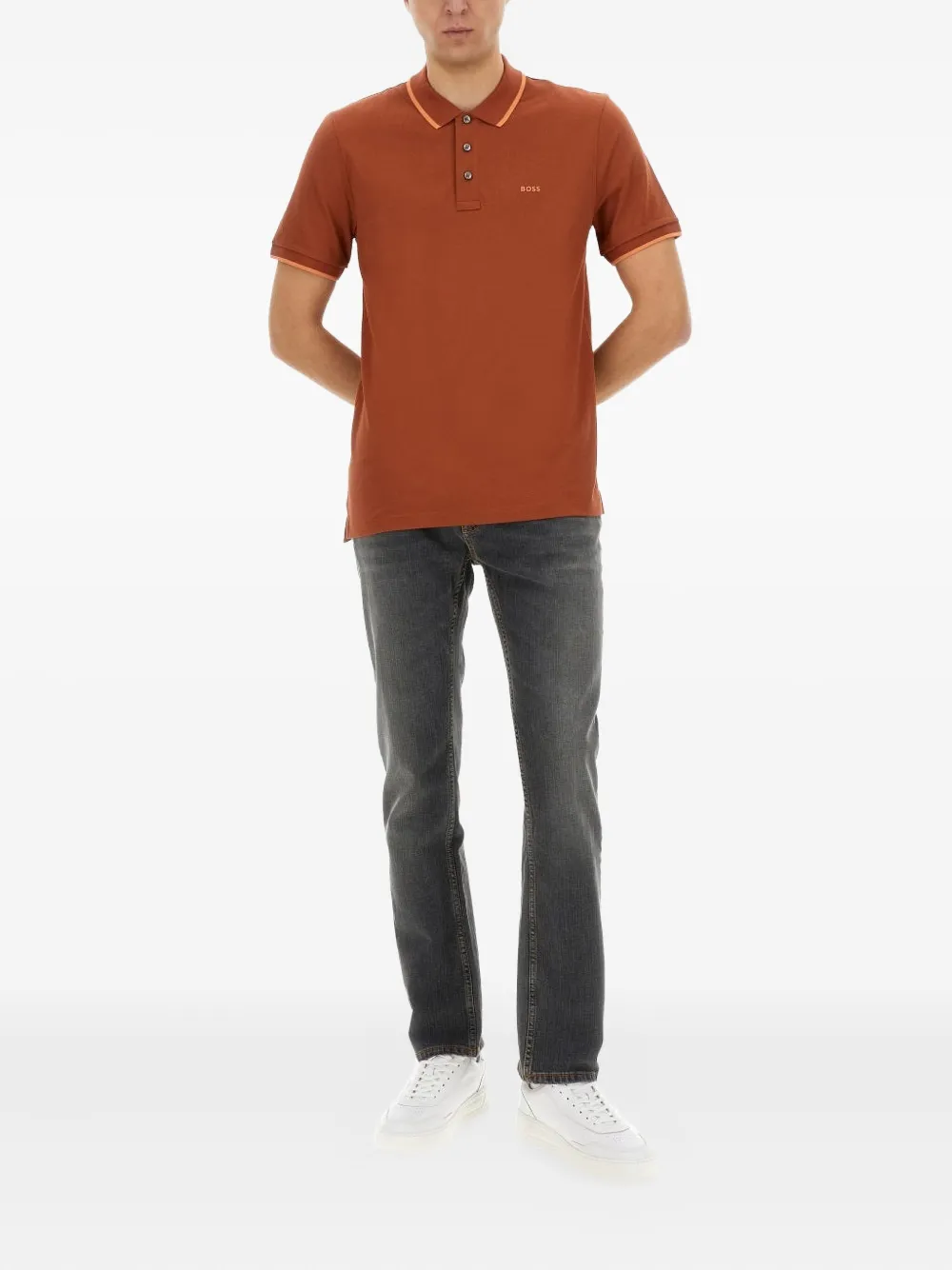 Hugo Boss Buttoned Polo Shirt In Brown