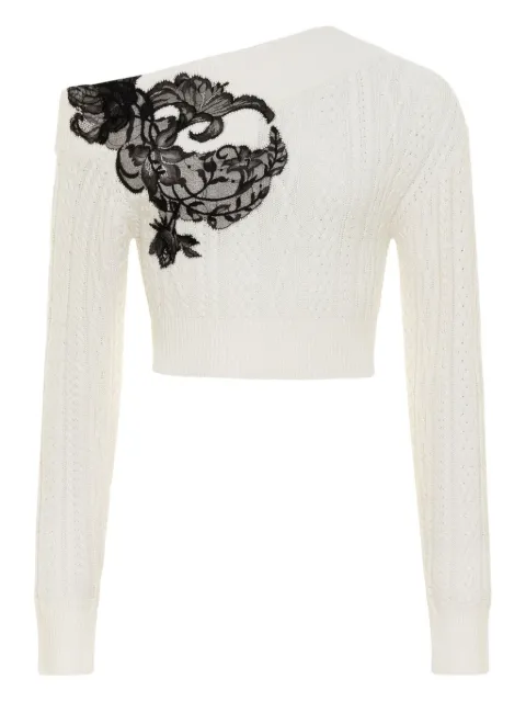 Hellessy cable-knit lace-appliqué sweater
