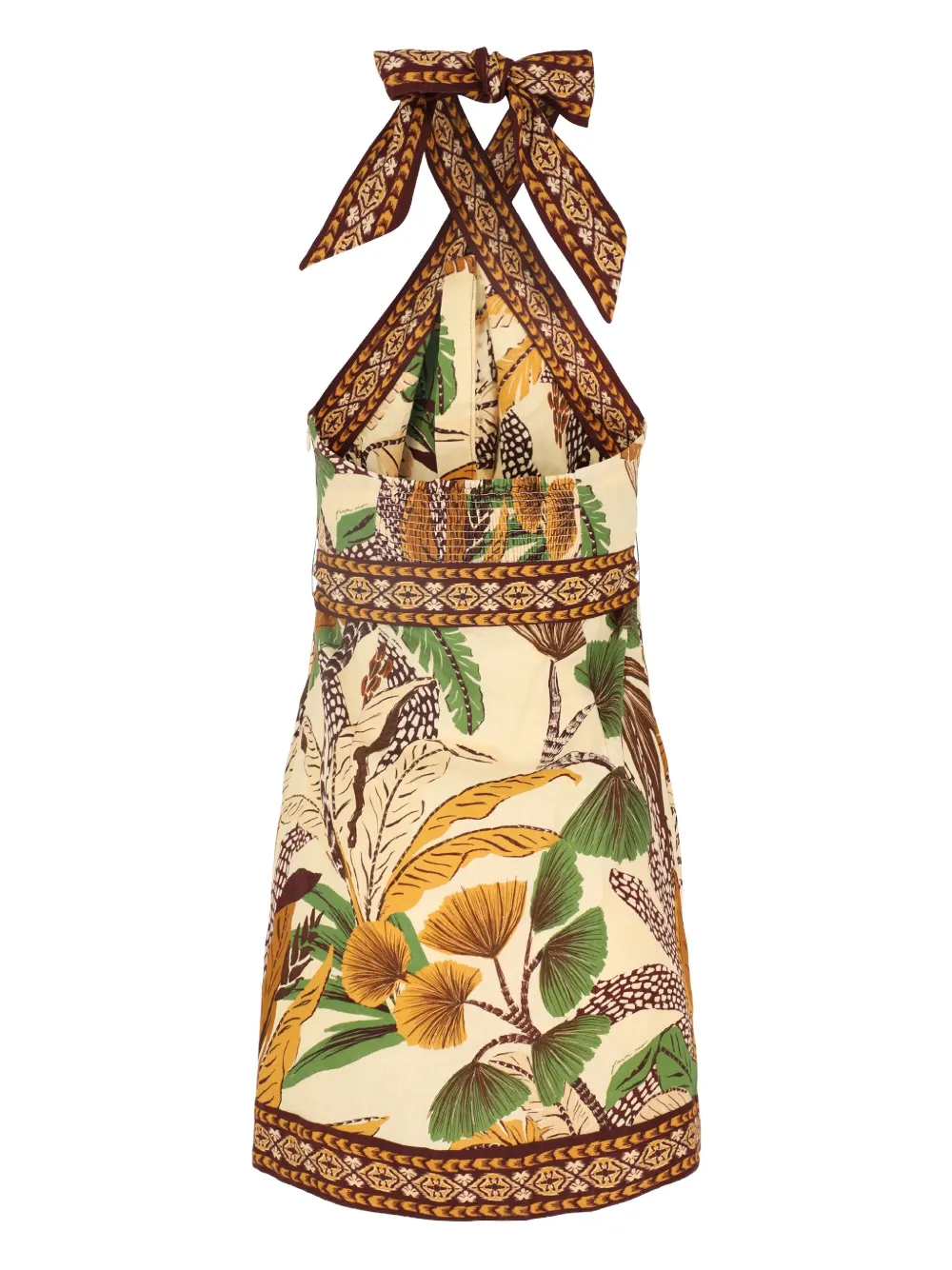 FARM Rio halter-neck botanical print day dress - Beige