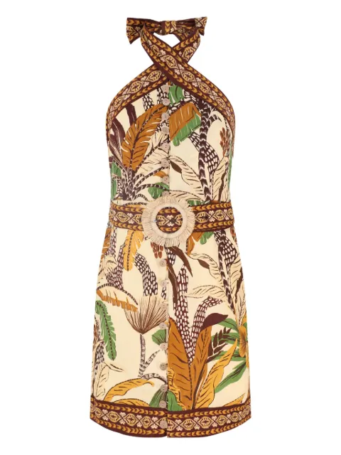 FARM Rio halter-neck botanical print day dress