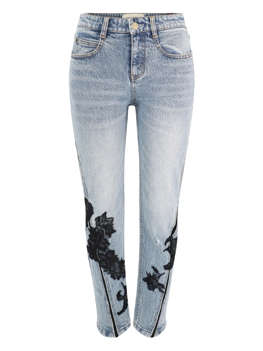 Angel lace-insert denim jeans