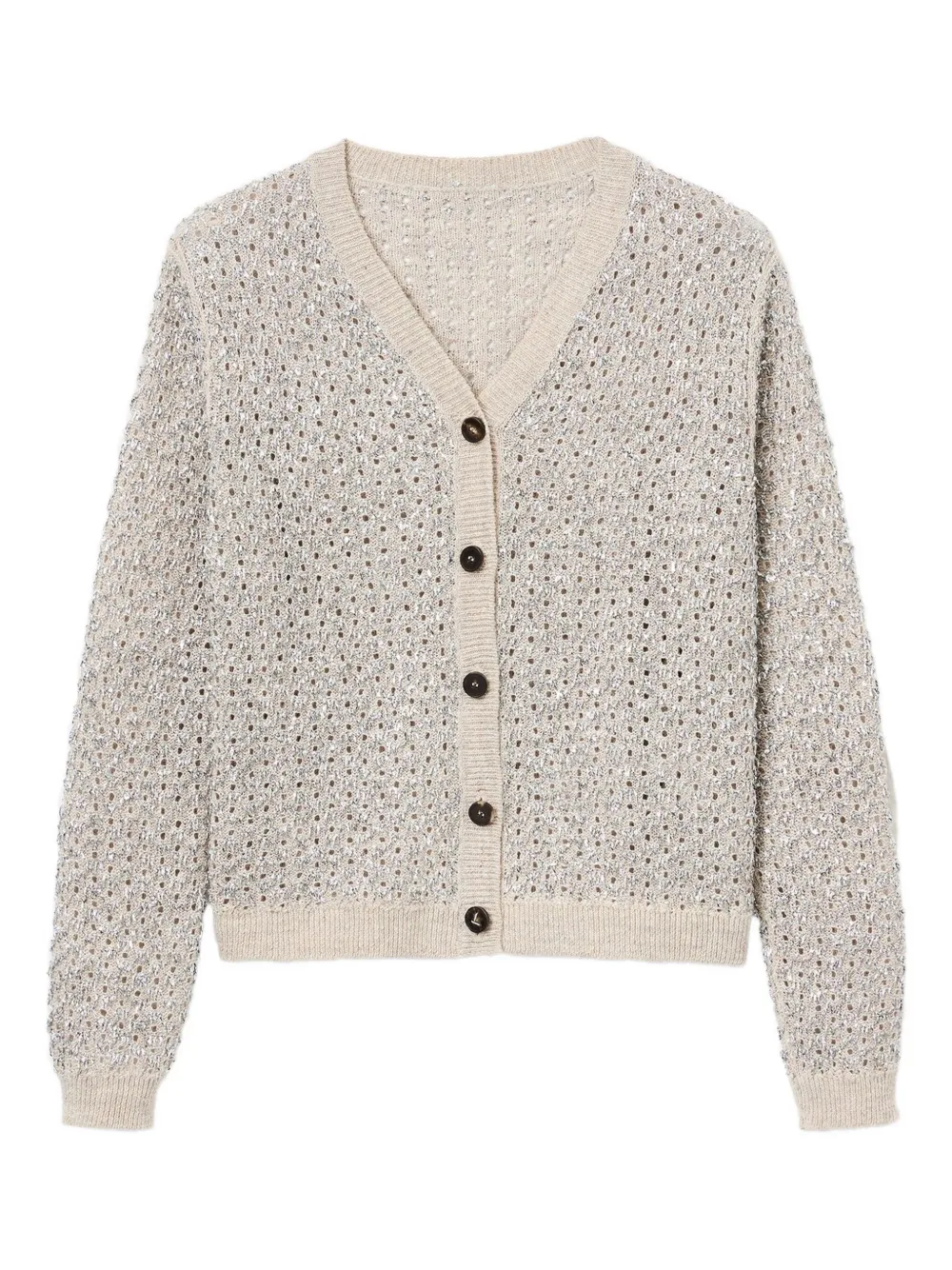 foil-detail button cardigan
