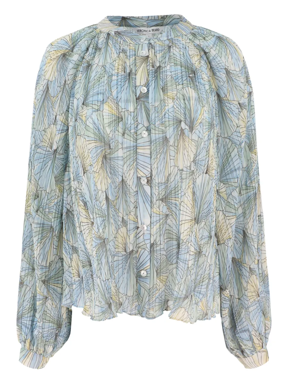 pleated floral blouse