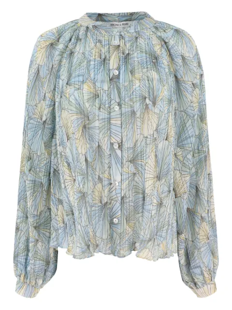 Veronica Beard pleated floral blouse