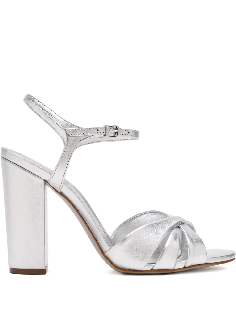 Schutz 105mm crossover ankle-strap heeled pumps Silver