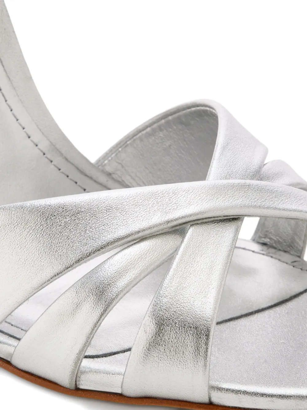 Schutz 105mm crossover ankle-strap heeled pumps Silver