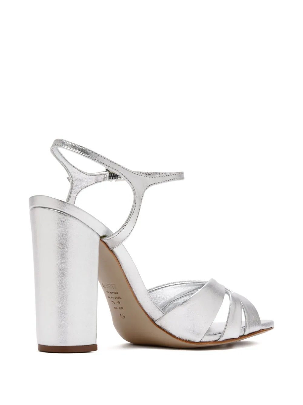 Schutz 105mm crossover ankle-strap heeled pumps Silver