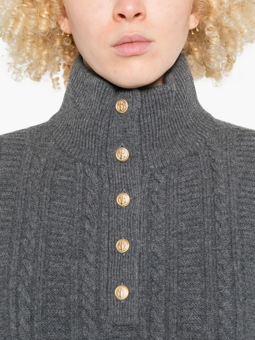 A.P.C. Kabelgebreide trui met knopen Grijs