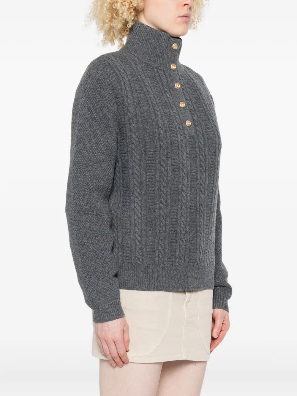 A.P.C. Kabelgebreide trui met knopen Grijs
