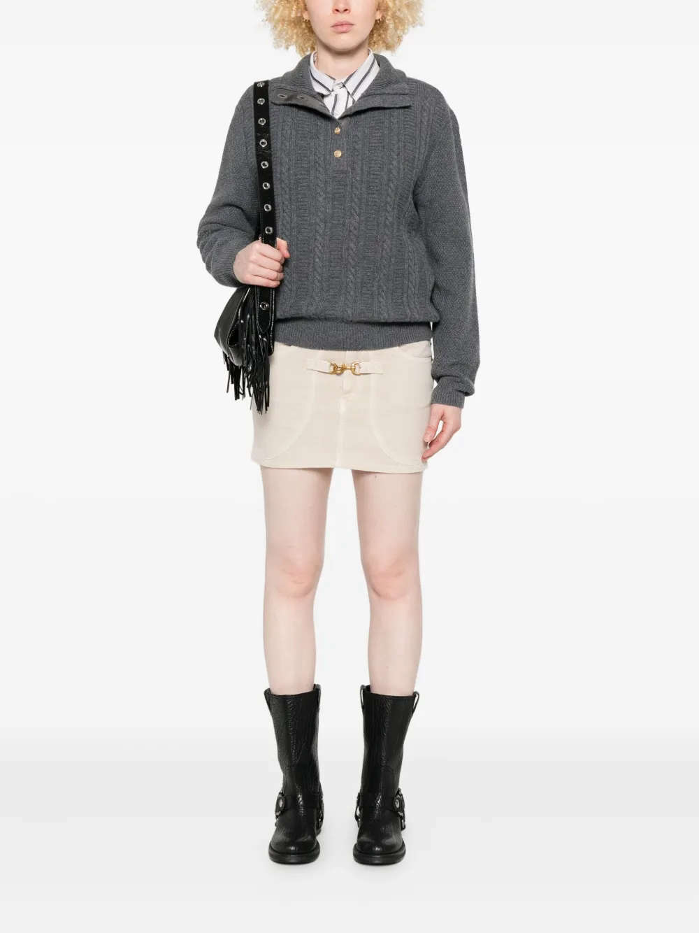 A.P.C. Kabelgebreide trui met knopen Grijs