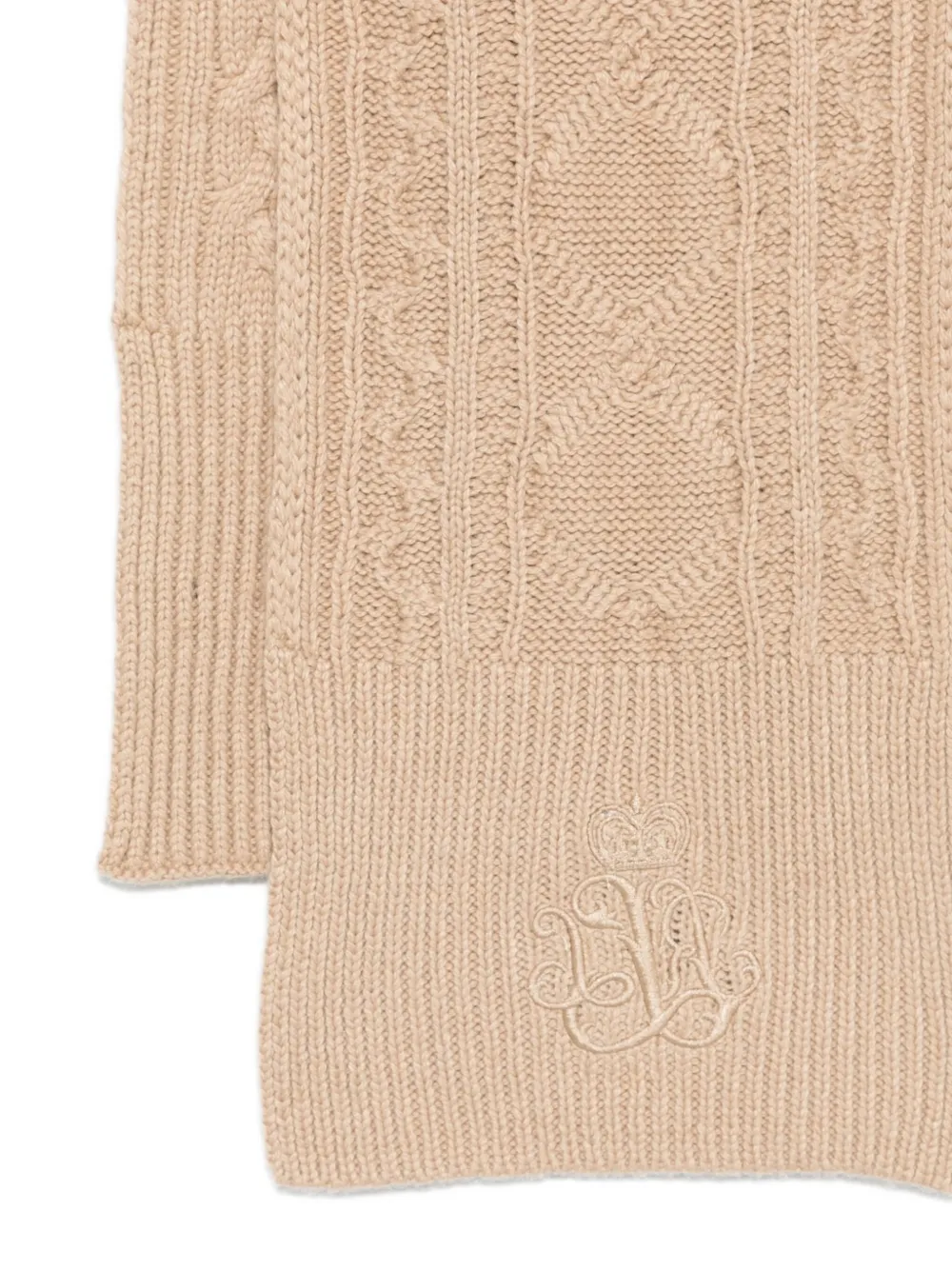 Polo Ralph Lauren Cable-knit Scarf In Neutral
