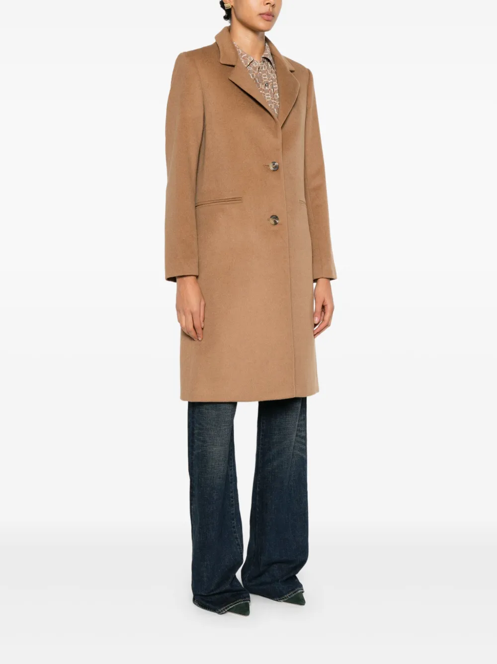 Ralph Lauren Wool Button Coat In Brown