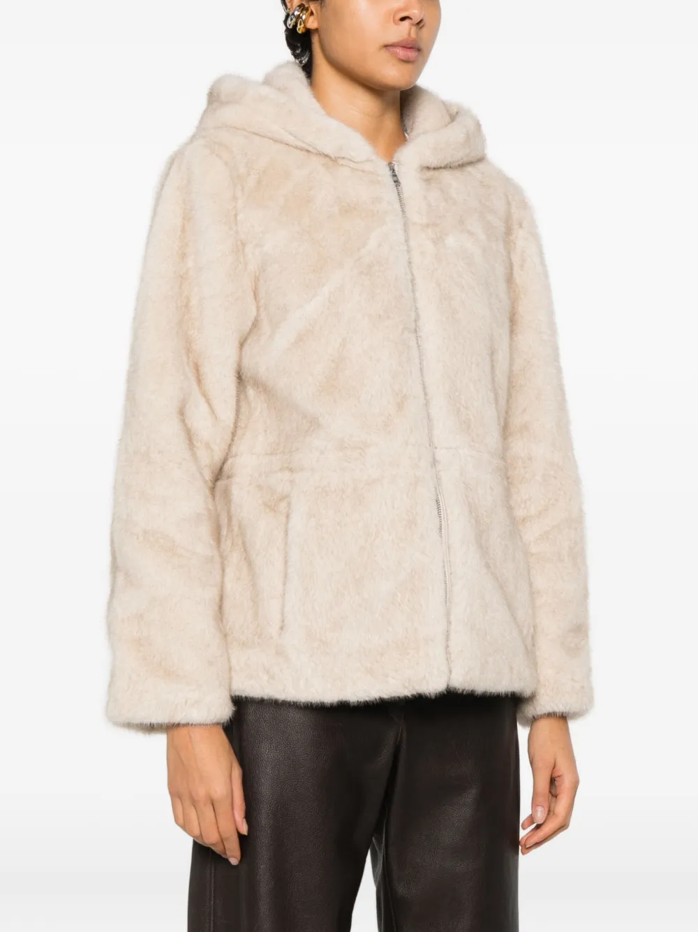 Ralph Lauren Hooded Zip Jacket In Neutral