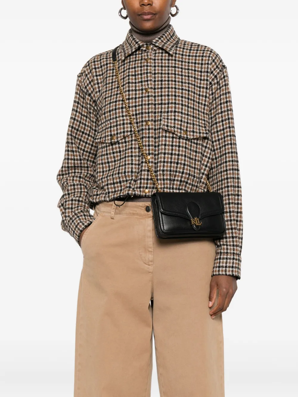 Ralph Lauren Logo Chain Bag In Black