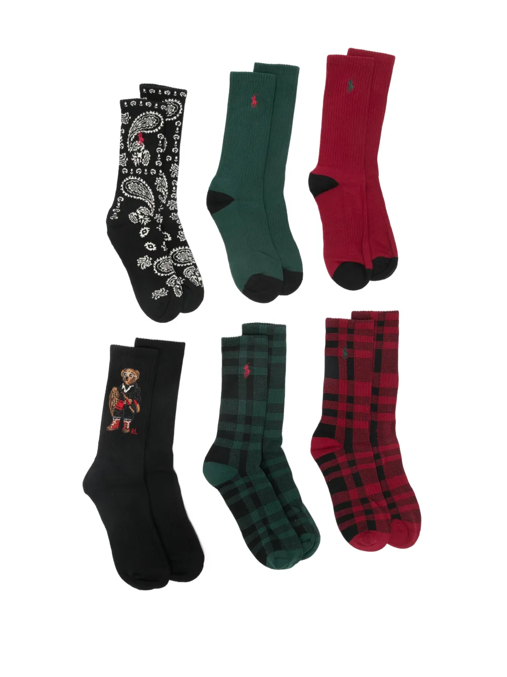 Polo Ralph Lauren logo-embroidered socks (set of six) - Nero