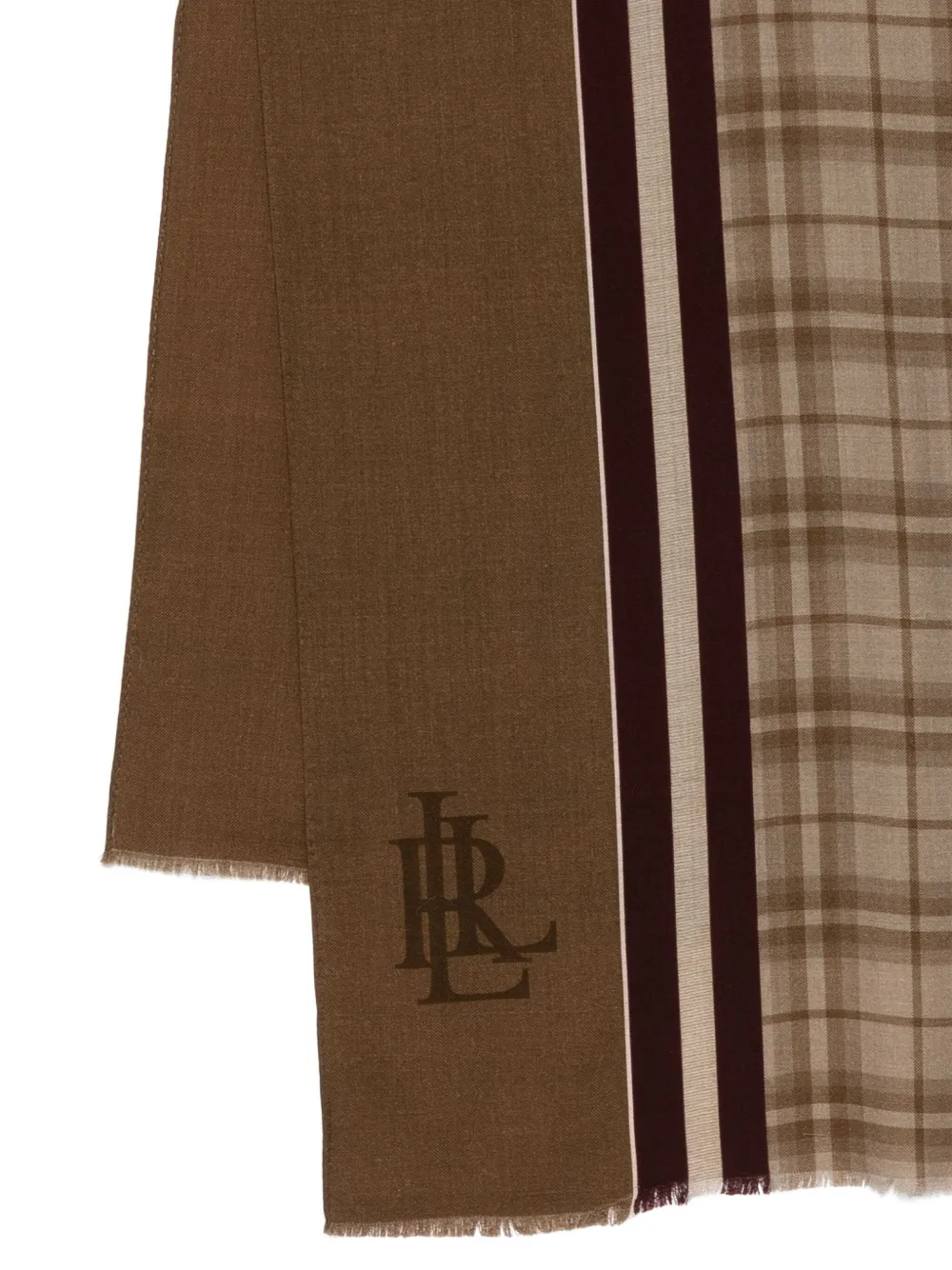 Polo Ralph Lauren Plaided Logo Scarf In Brown