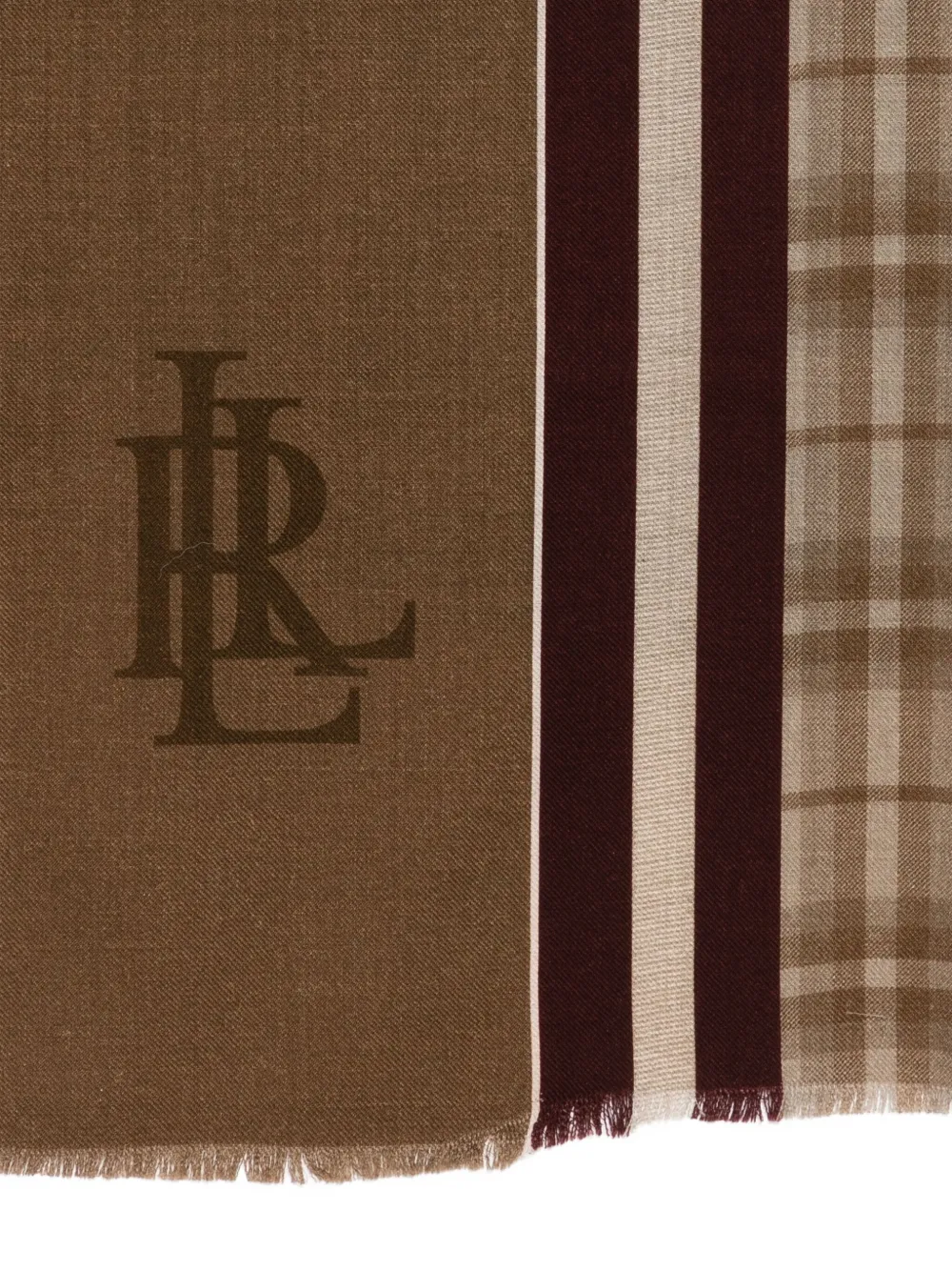 Polo Ralph Lauren Plaided Logo Scarf In Brown