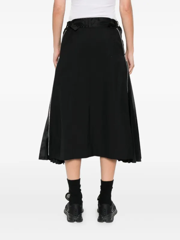 Sacai zip-detail Pleated Skirt | Black | FARFETCH