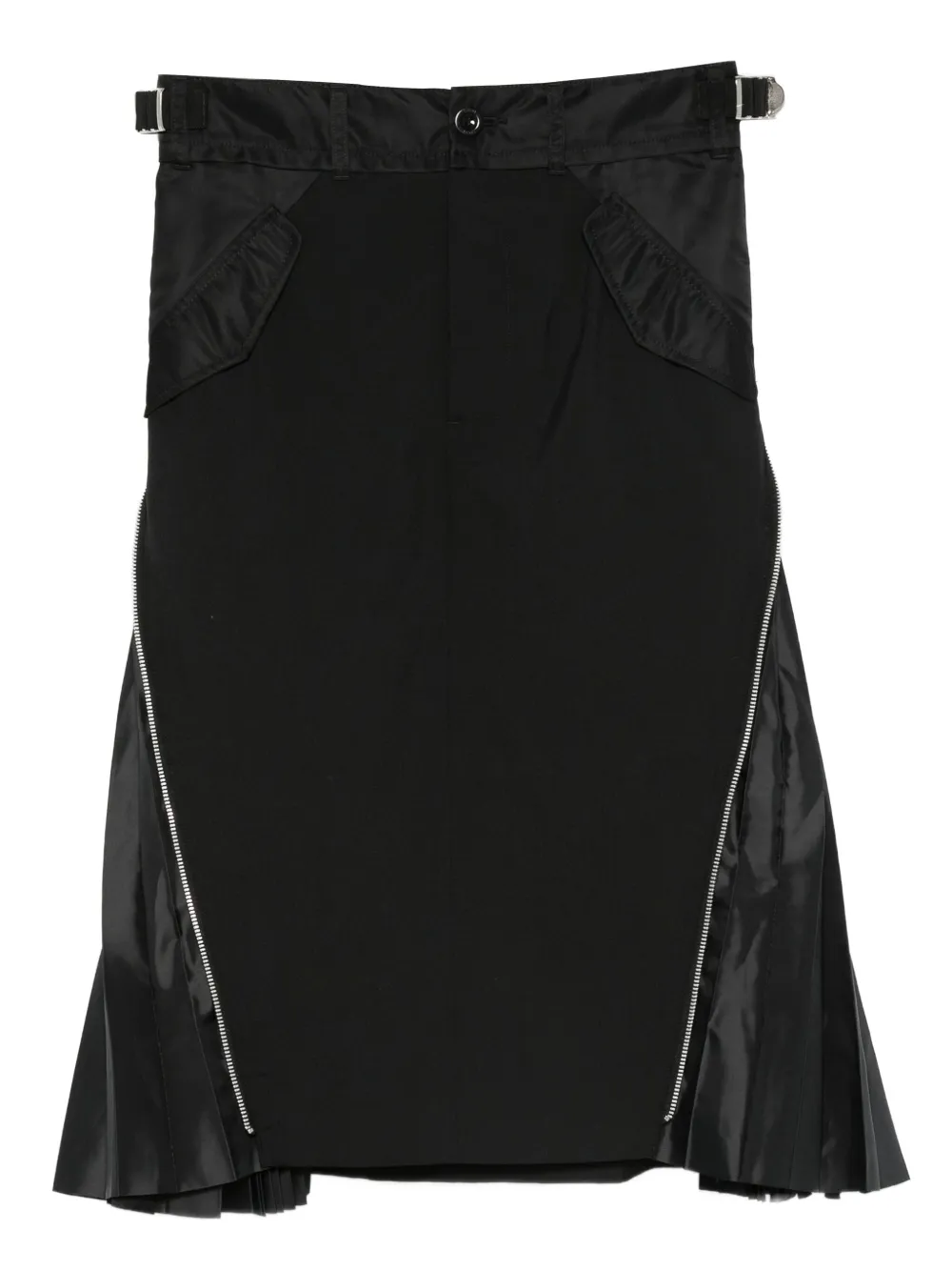Sacai zip-detail pleated skirt Zwart