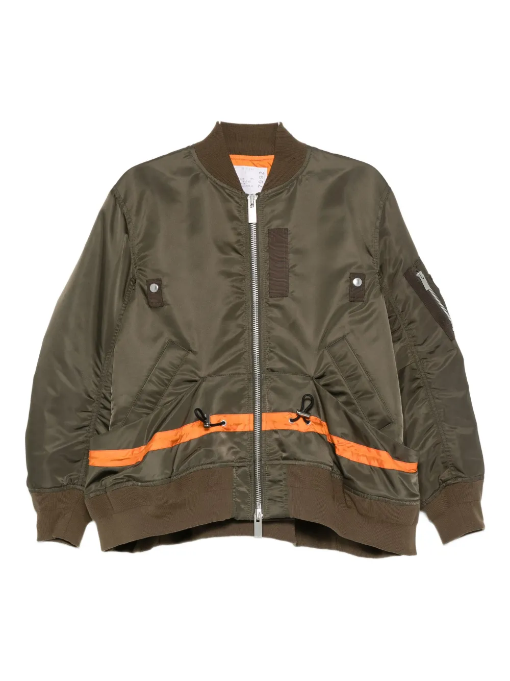 Sacai Stripe-detail Zip-up Bomber Jacket In Brown