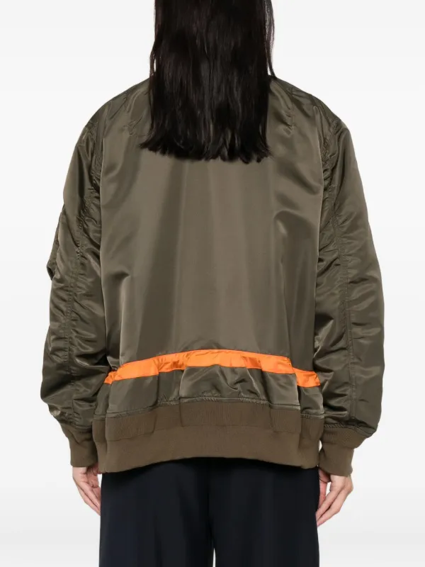 Sacai stripe-detail zip-up Bomber Jacket | Brown | FARFETCH UK