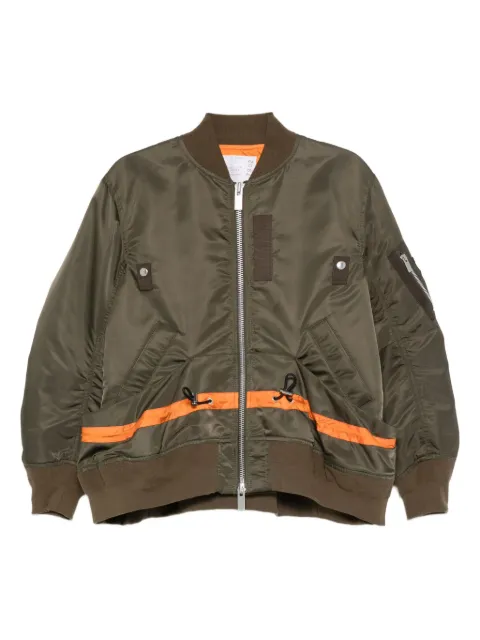 sacai stripe-detail zip-up bomber jacket