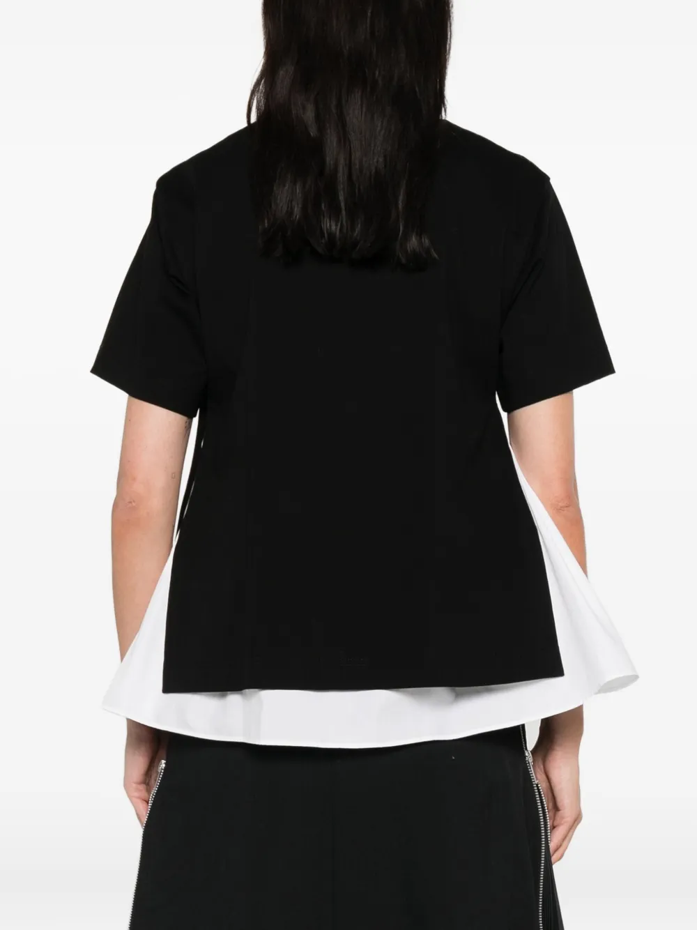 sacai chest-pocket layered T-shirt Zwart