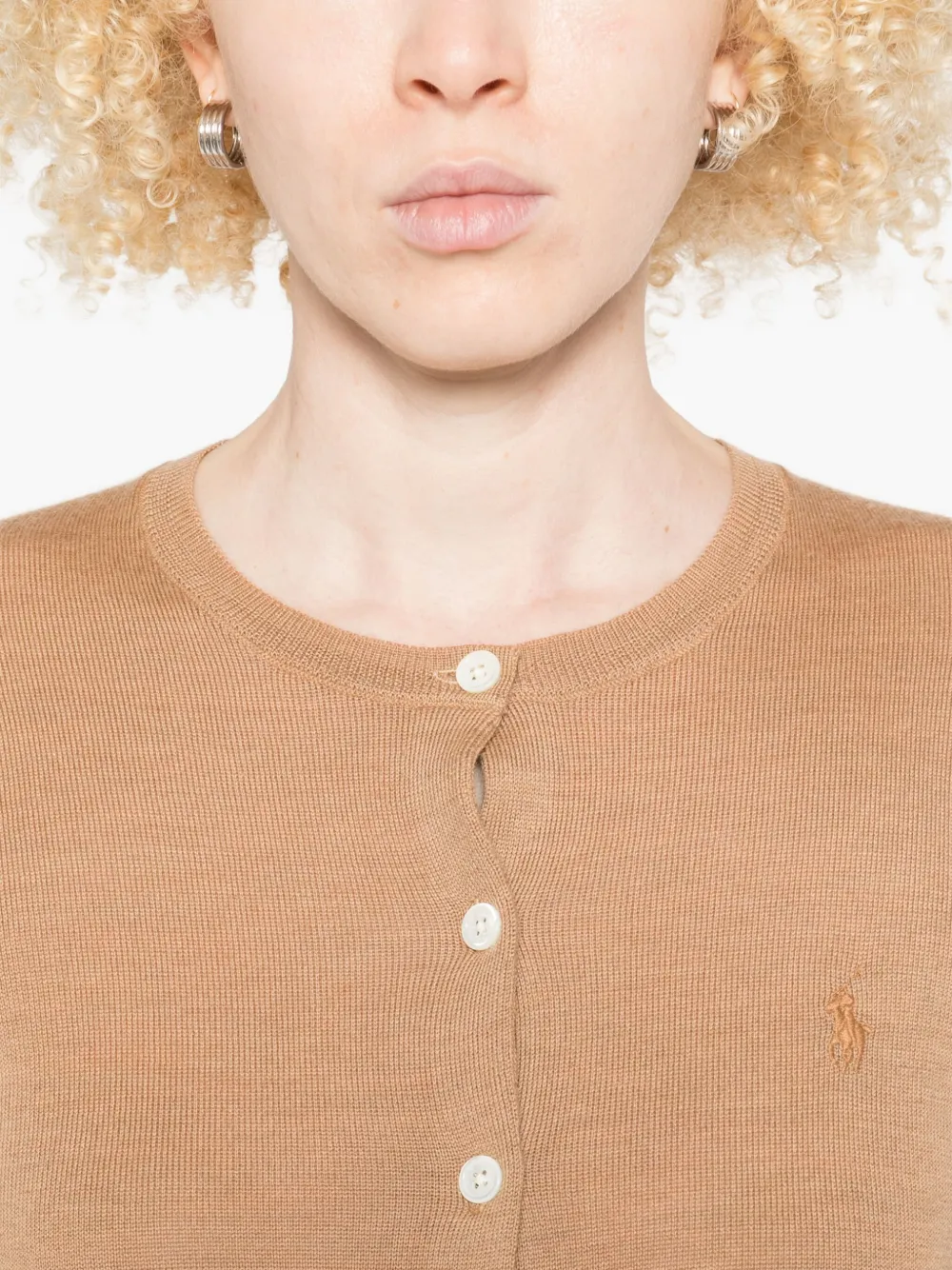 Polo Ralph Lauren Button-front Logo Cardigan In Brown