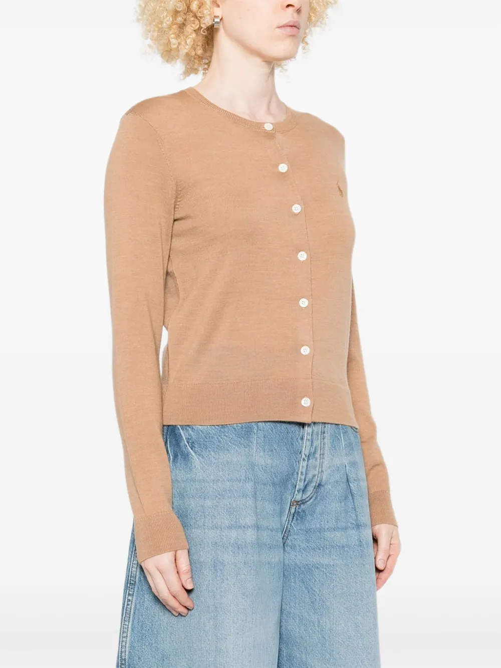 Polo Ralph Lauren Button-front Logo Cardigan In Brown