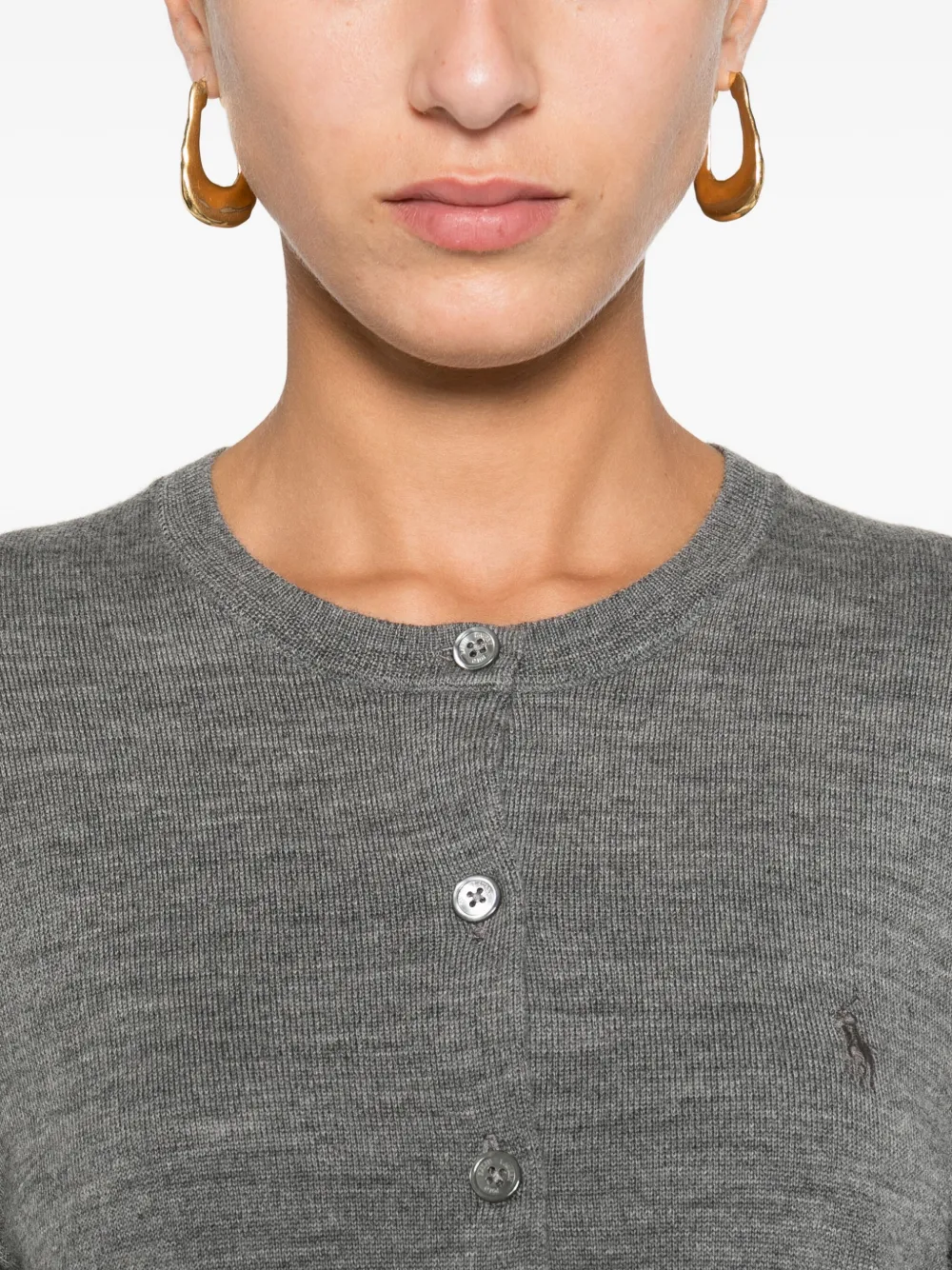 Polo Ralph Lauren Button-front Wool Cardigan In Gray