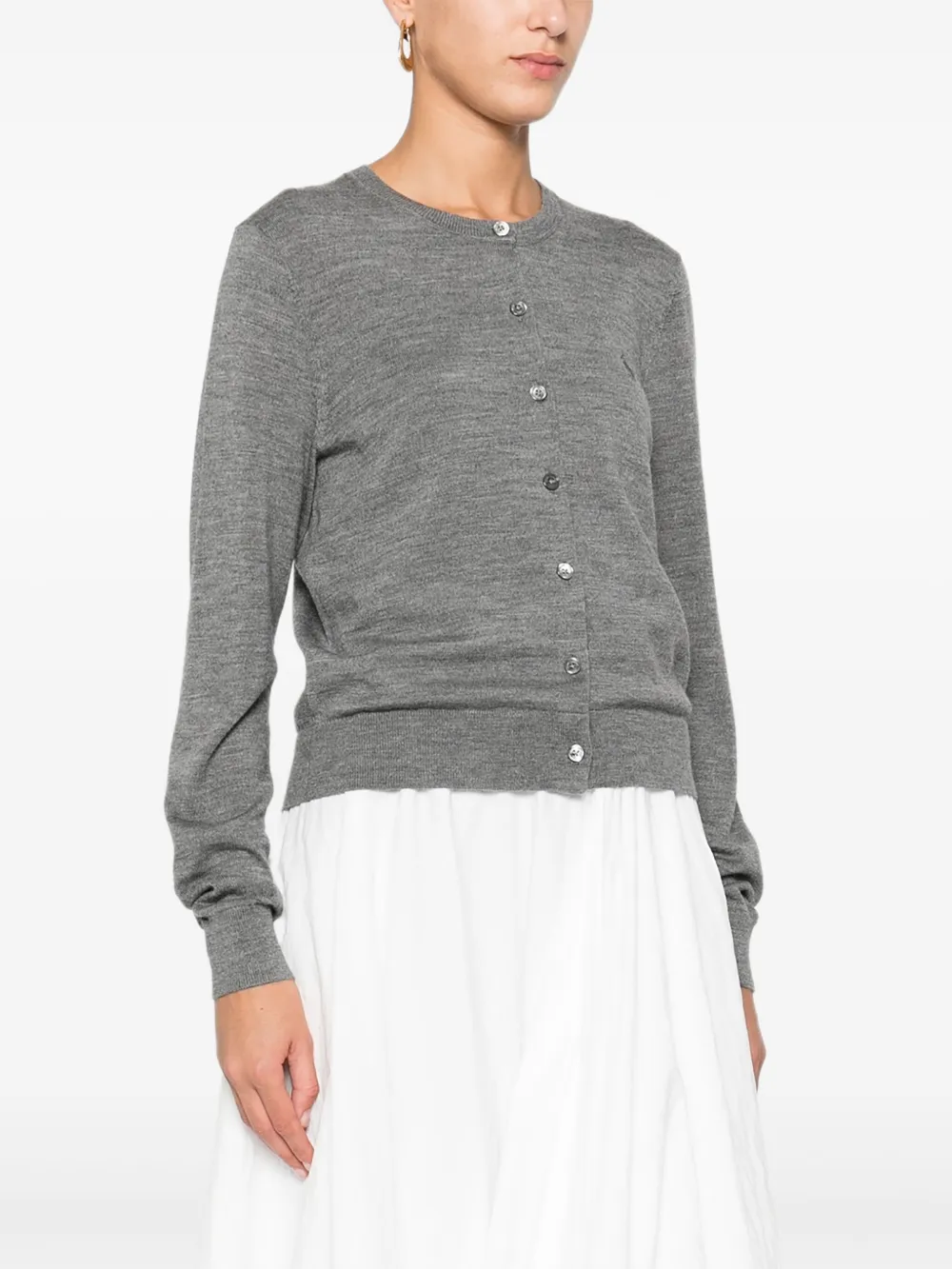 Polo Ralph Lauren Button-front Wool Cardigan In Gray