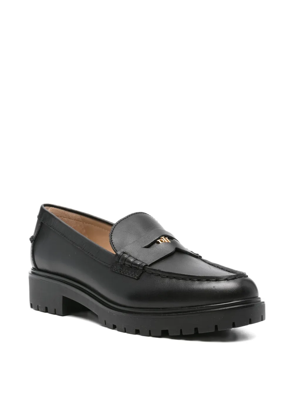 Lauren Ralph Lauren Marli leather logo-plaque loafers Black