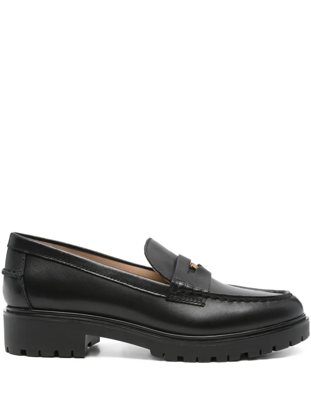 Lauren Ralph Lauren Marli leather logo-plaque loafers Black