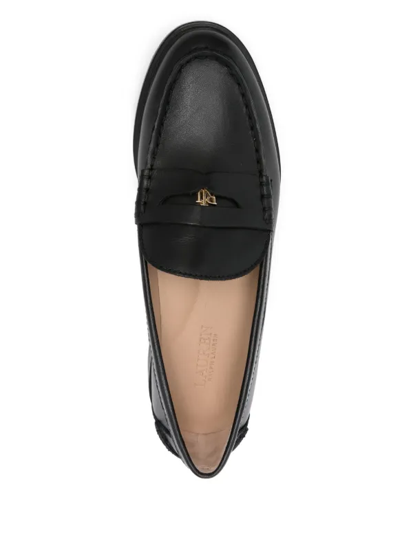 LAUREN 黒 レザー ローファー Lauren Ralph Lauren Marli レザーローファー | ブラック