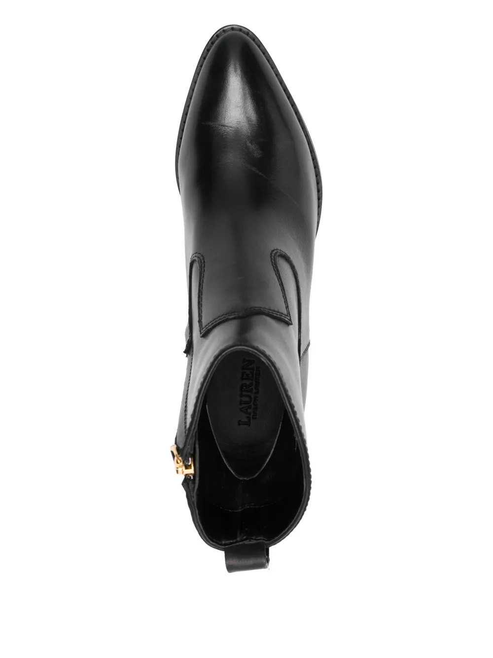 Lauren Ralph Lauren 60mm Harpher leather pointed-toe zip boots Black