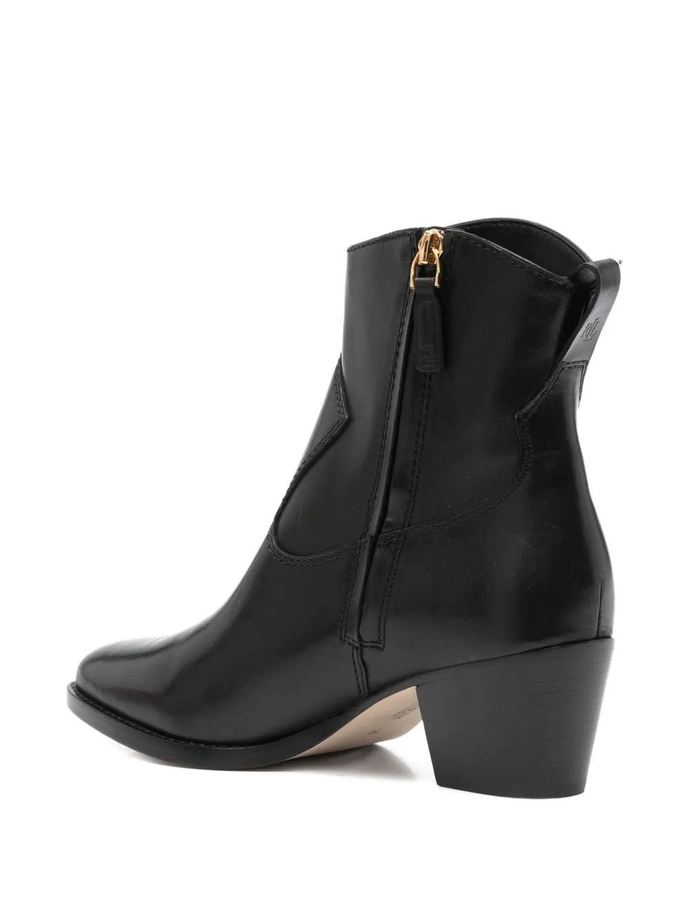 Lauren Ralph Lauren 60mm Harpher leather pointed-toe zip boots Black