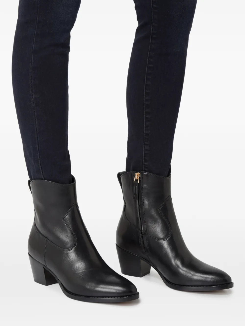 Lauren Ralph Lauren 60 mm Harpher leren laarzen met puntige neus en rits Zwart