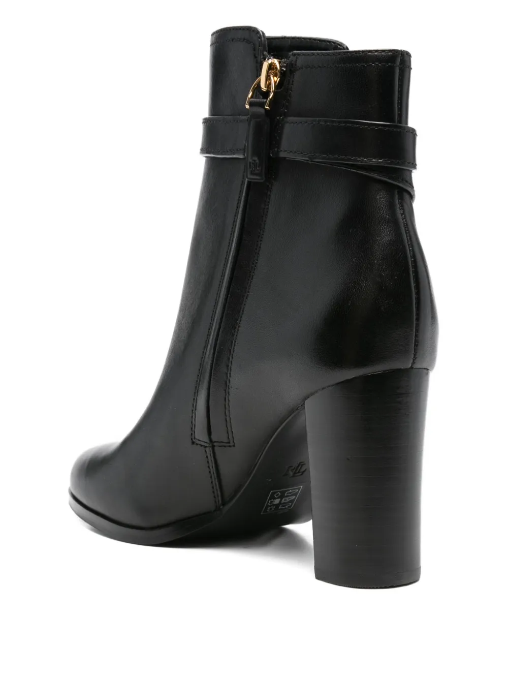 Ralph Lauren 80mm Buckle-strap Block-heel Boots In Black