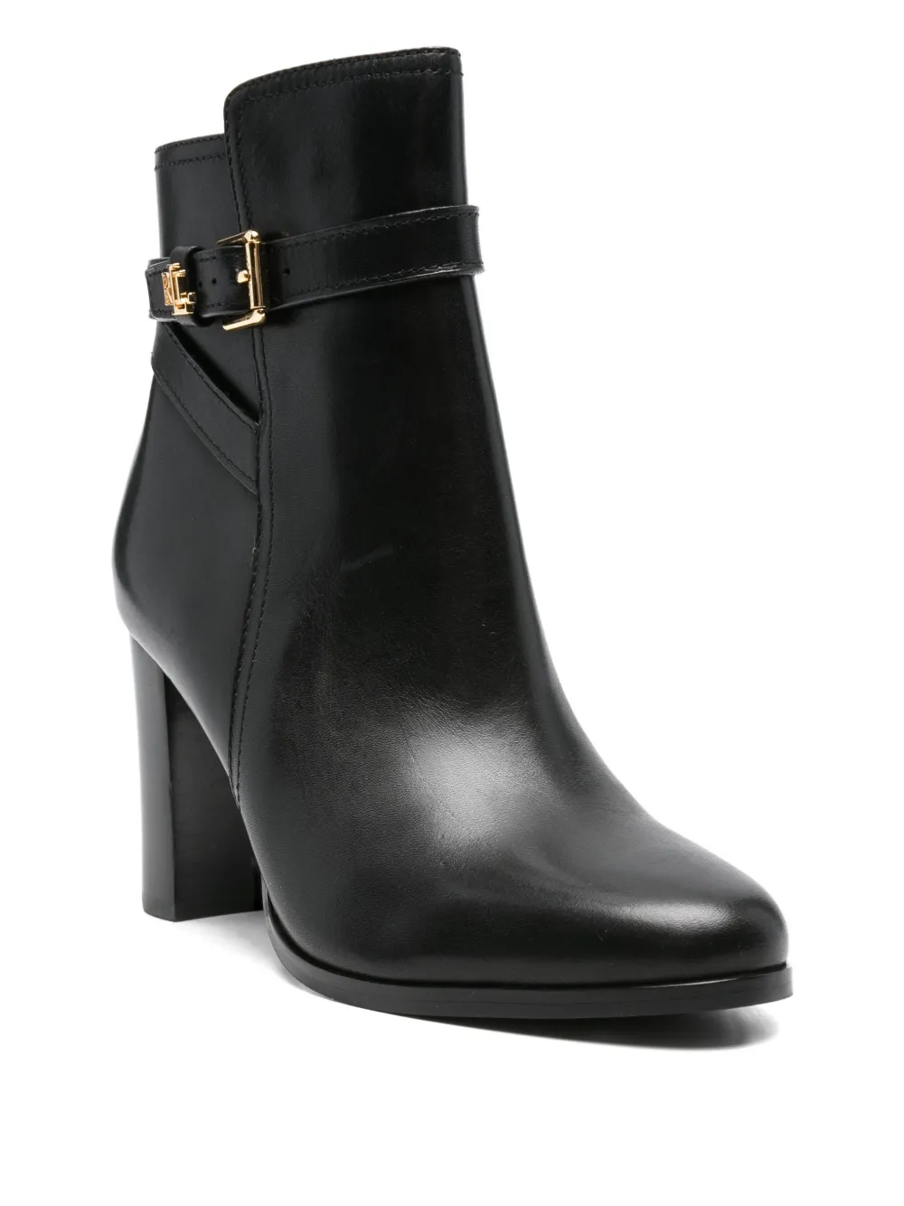 Lauren Ralph Lauren 80mm buckle-strap block-heel boots Black