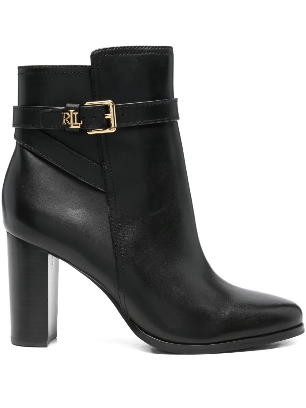 Lauren Ralph Lauren 80mm buckle-strap block-heel boots Black