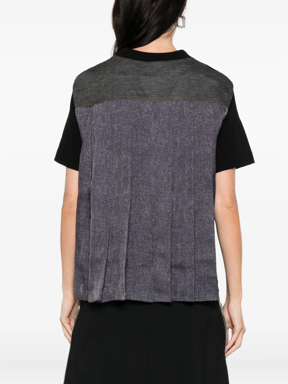 sacai layered crew-neck T-shirt Zwart